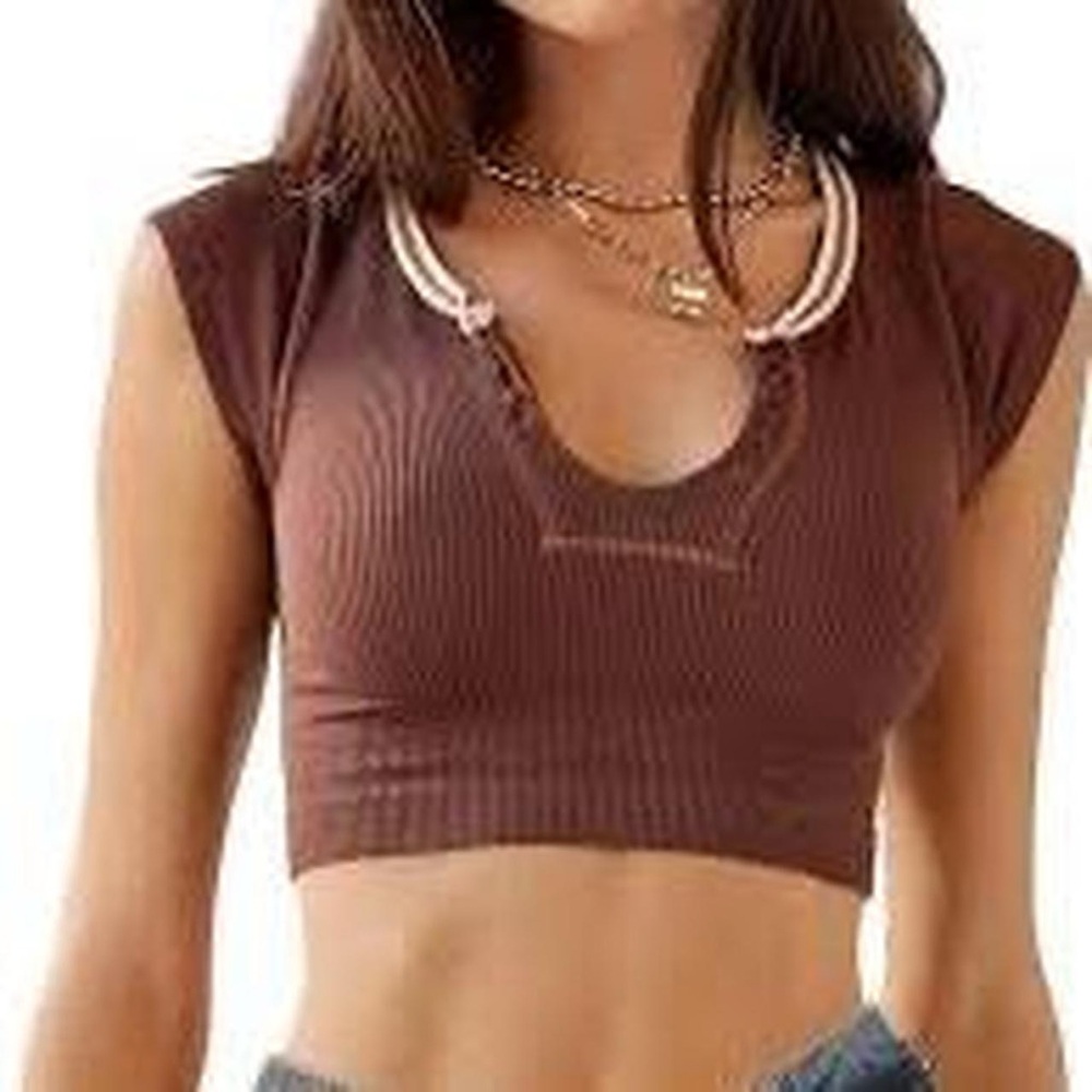 Urban Outfitters Chocolate Ribbed Crop Top
